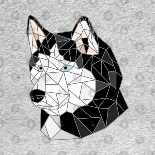 Siberian Husky Black & White Stained Glass by inotyler